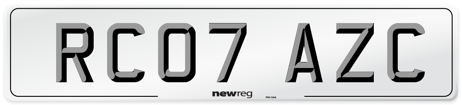 RC07 AZC Number Plate from New Reg